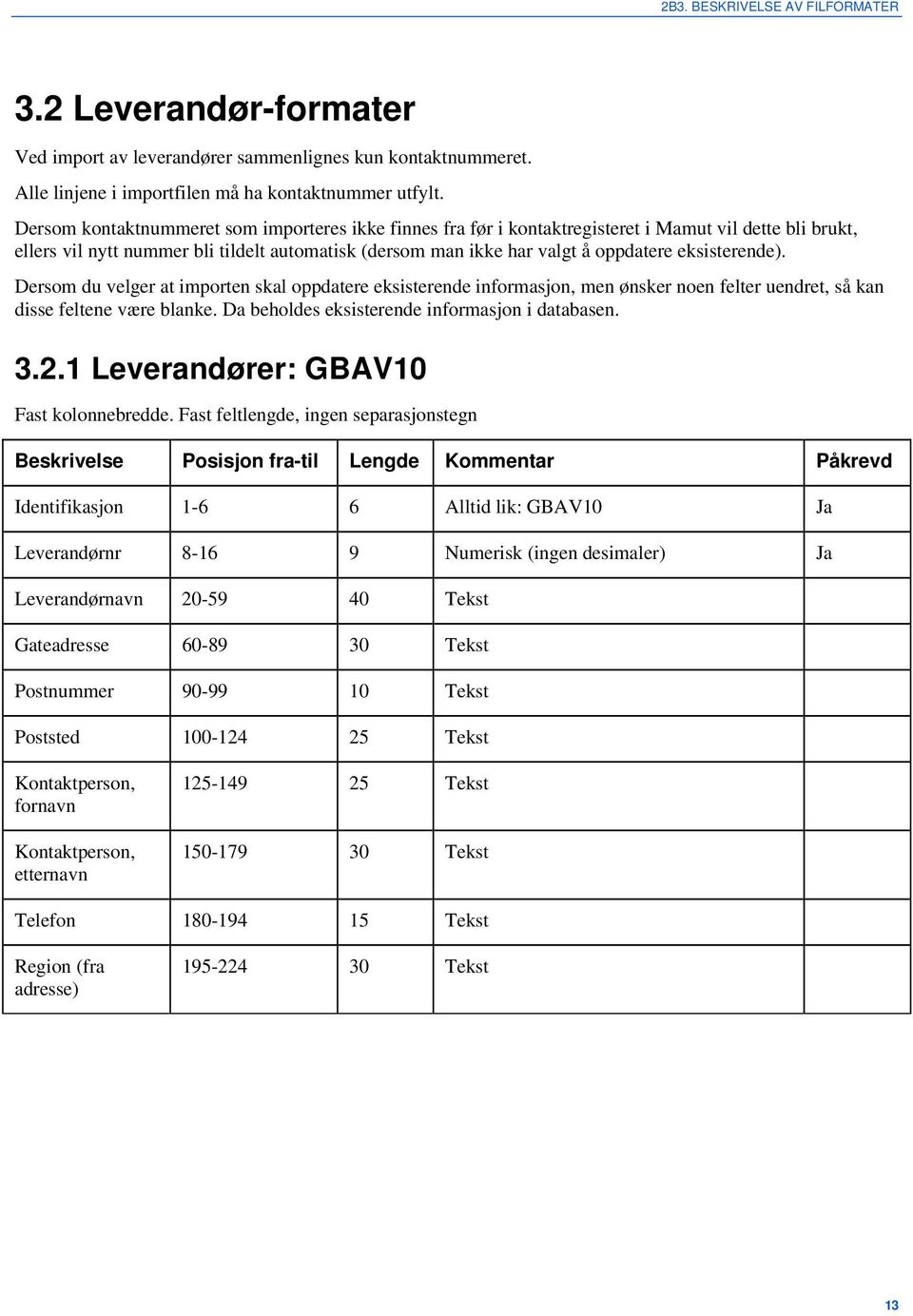 eksisterende). Dersom du velger at importen skal oppdatere eksisterende informasjon, men ønsker noen felter uendret, så kan disse feltene være blanke. Da beholdes eksisterende informasjon i databasen.