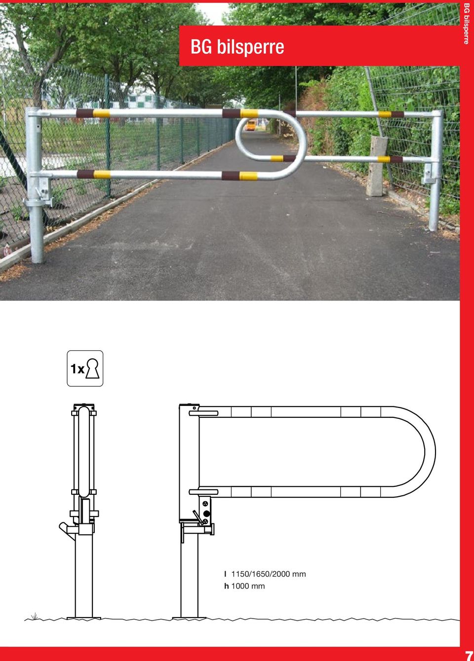 1000 mm l 1150/1650/2000 mm h