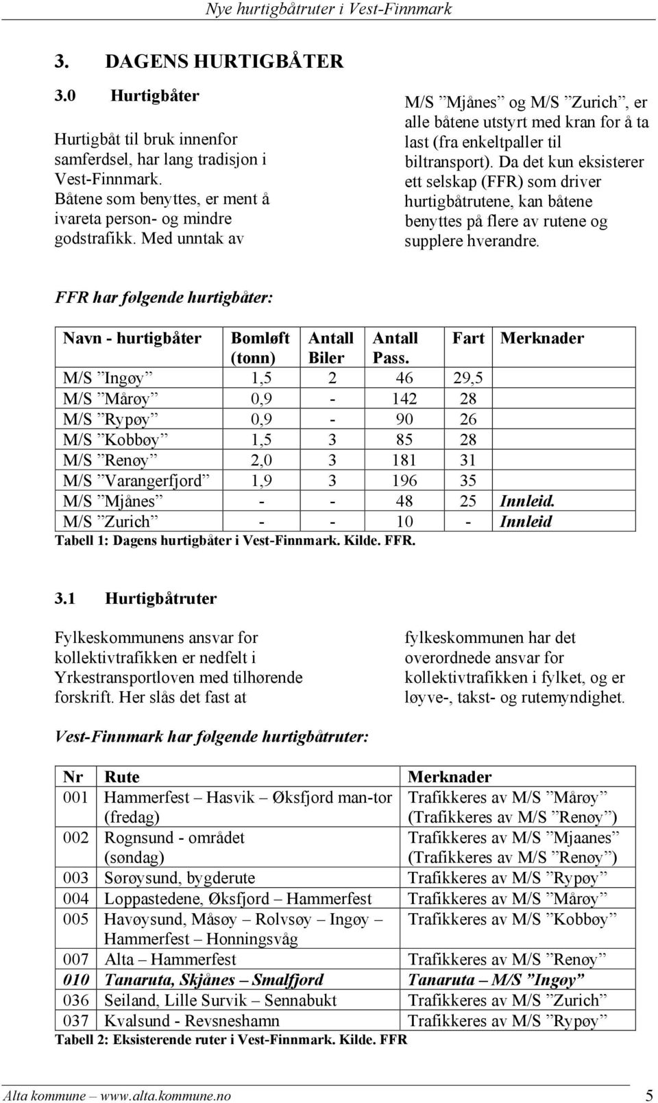 Da det kun eksisterer ett selskap (FFR) som driver hurtigbåtrutene, kan båtene benyttes på flere av rutene og supplere hverandre.