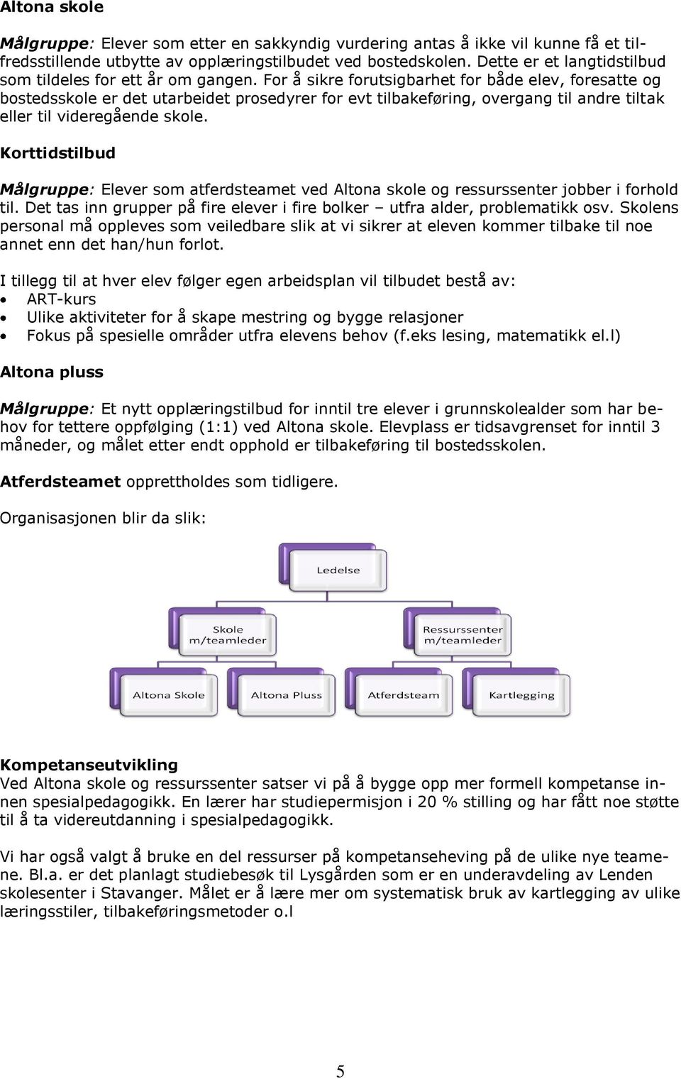 For å sikre forutsigbarhet for både elev, foresatte og bostedsskole er det utarbeidet prosedyrer for evt tilbakeføring, overgang til andre tiltak eller til videregående skole.