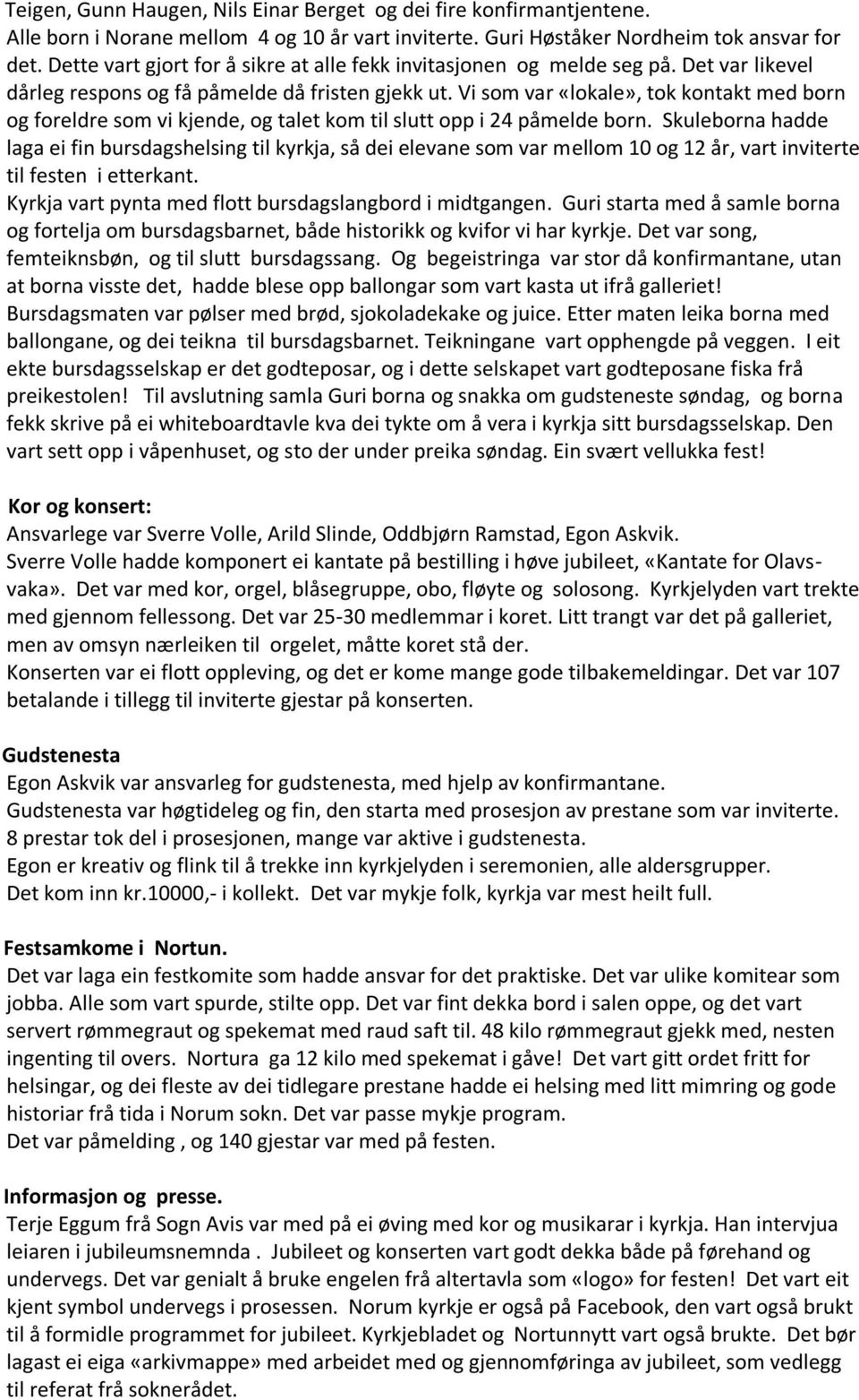 Vi som var «lokale», tok kontakt med born og foreldre som vi kjende, og talet kom til slutt opp i 24 påmelde born.