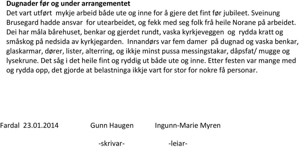 Dei har måla bårehuset, benkar og gjerdet rundt, vaska kyrkjeveggen og rydda kratt og småskog på nedsida av kyrkjegarden.