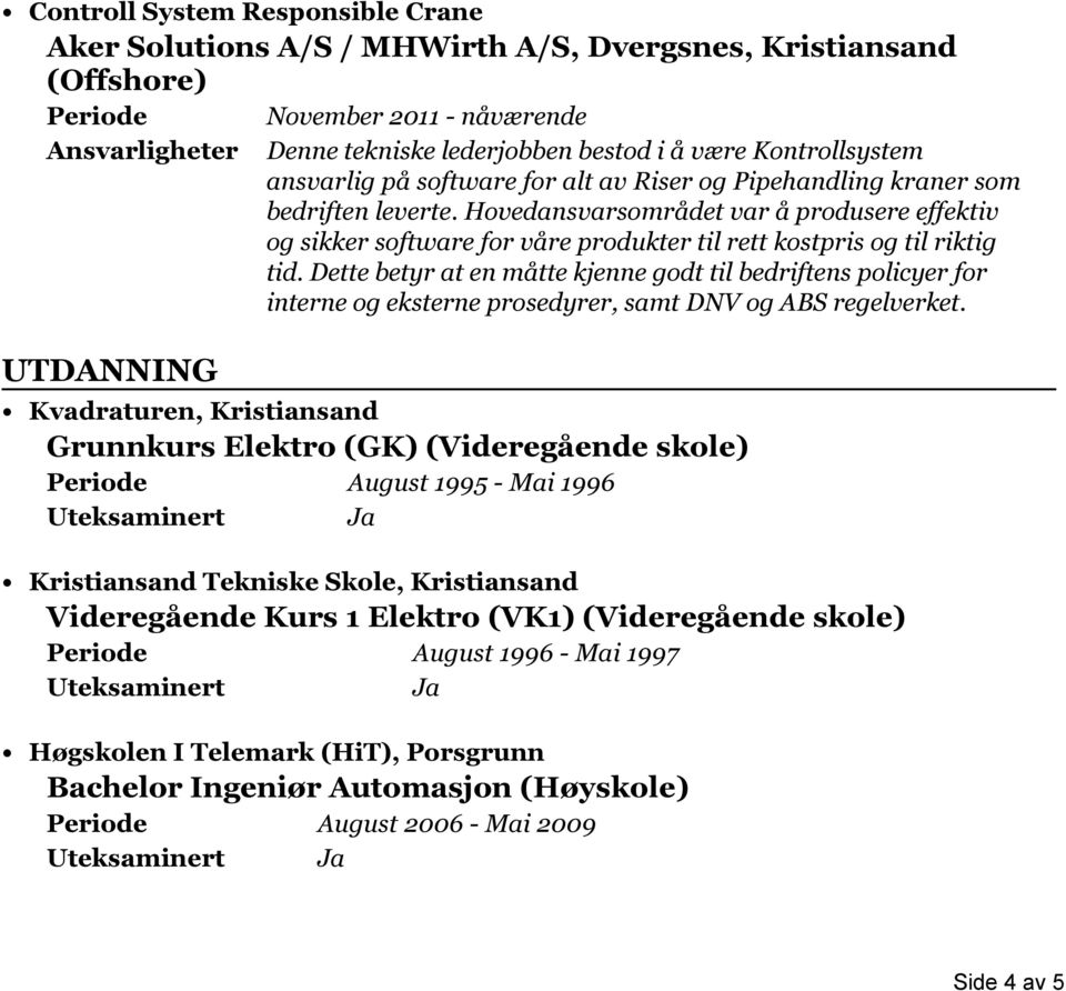 Hovedansvarsområdet var å produsere effektiv og sikker software for våre produkter til rett kostpris og til riktig tid.