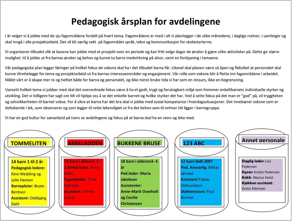 Det vil bli særlig vekt på fagområdet språk, tekst og kommunikasjon for skolestarterne.