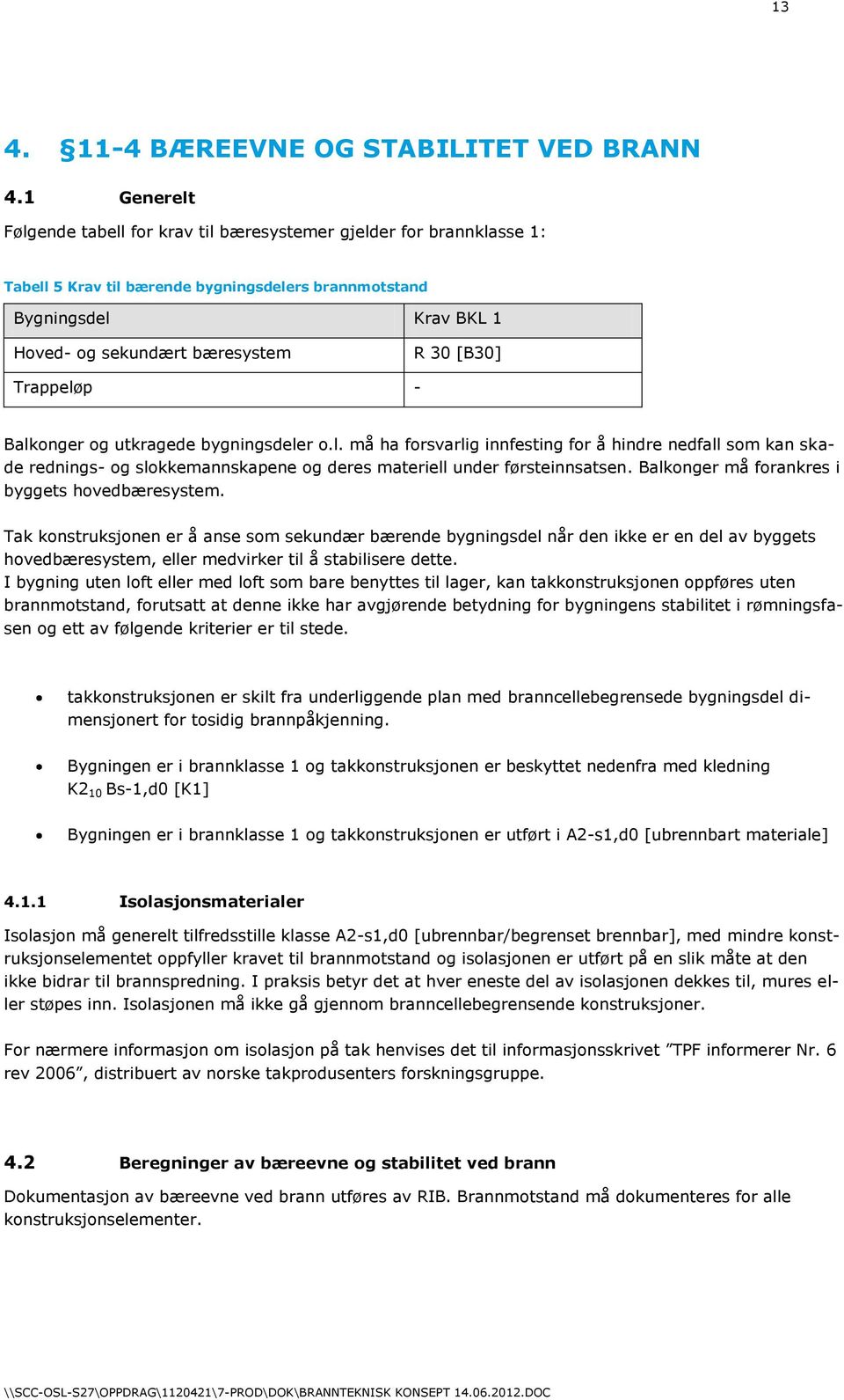 Trappeløp - Balkonger og utkragede bygningsdeler o.l. må ha forsvarlig innfesting for å hindre nedfall som kan skade rednings- og slokkemannskapene og deres materiell under førsteinnsatsen.