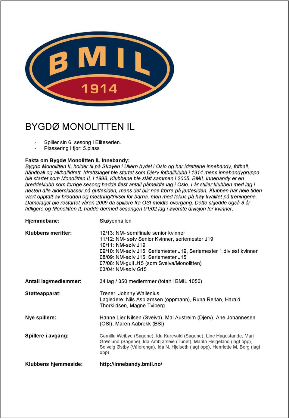 Idrettslaget ble startet som Djerv fotballklubb i 1914 mens innebandygruppa ble startet som Monolitten IL i 1998. Klubbene ble slått sammen i 2005.