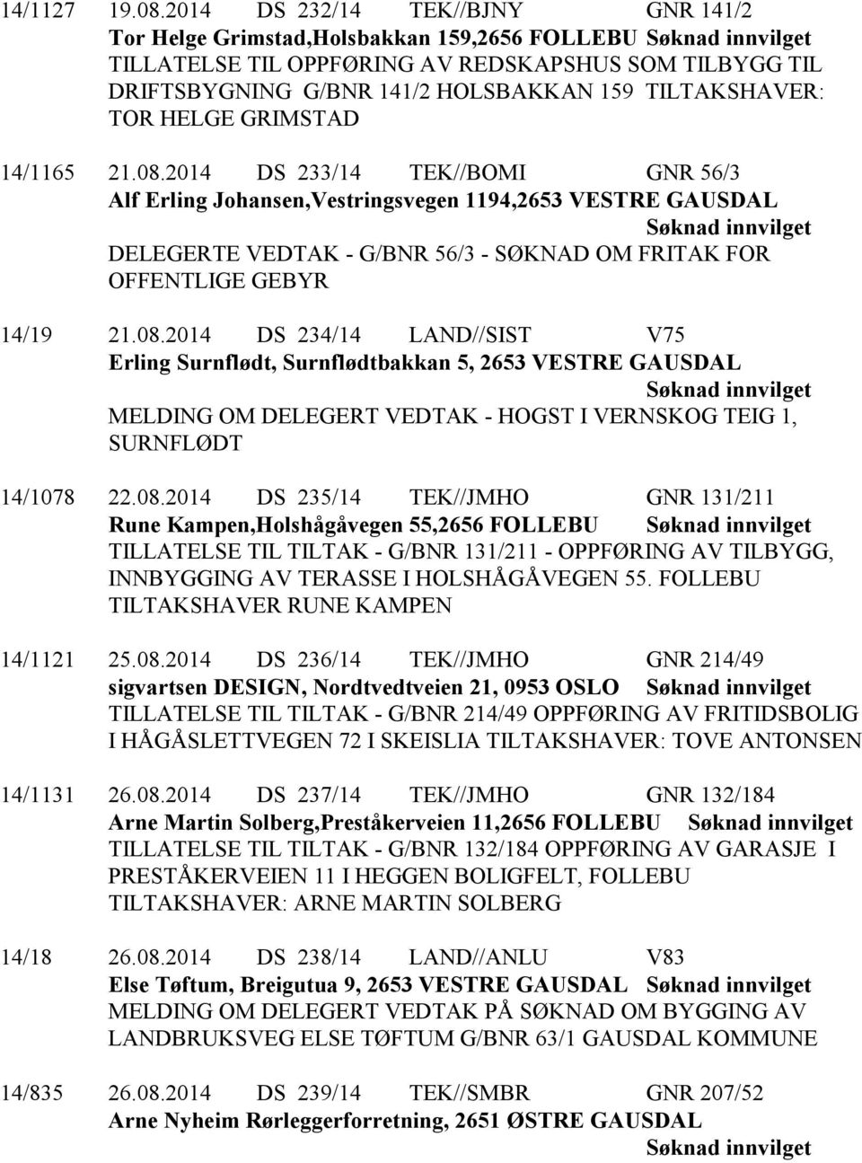 HELGE GRIMSTAD 14/1165 21.08.