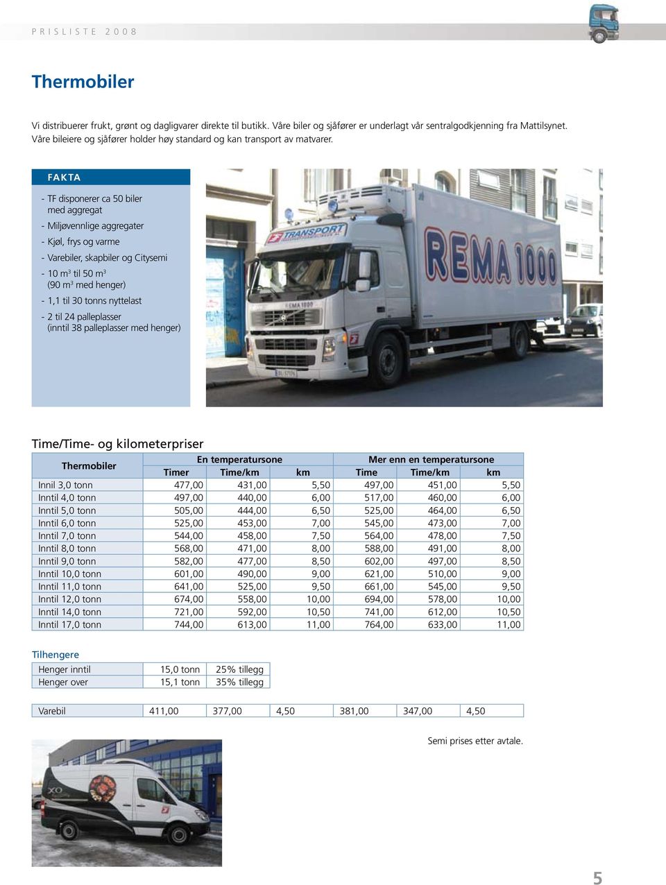 FAKTA - TF disponerer ca 50 biler med aggregat - Miljøvennlige aggregater - Kjøl, frys og varme - Varebiler, skapbiler og Citysemi - 10 m 3 til 50 m 3 (90 m 3 med henger) - 1,1 til 30 tonns nyttelast