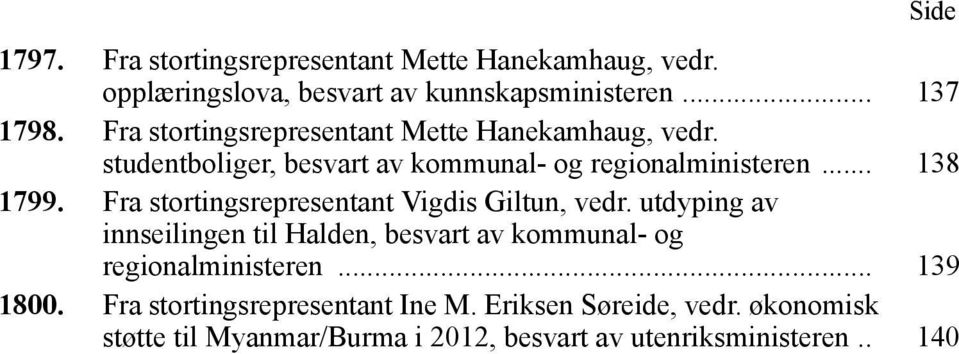 Fra stortingsrepresentant Vigdis Giltun, vedr. utdyping av innseilingen til Halden, besvart av kommunal- og regionalministeren.