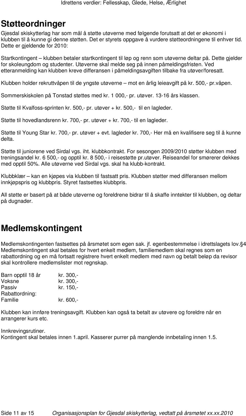 Dette gjelder for skoleungdom og studenter. Utøverne skal melde seg på innen påmeldingsfristen. Ved etteranmelding kan klubben kreve differansen i påmeldingsavgiften tilbake fra utøver/foresatt.