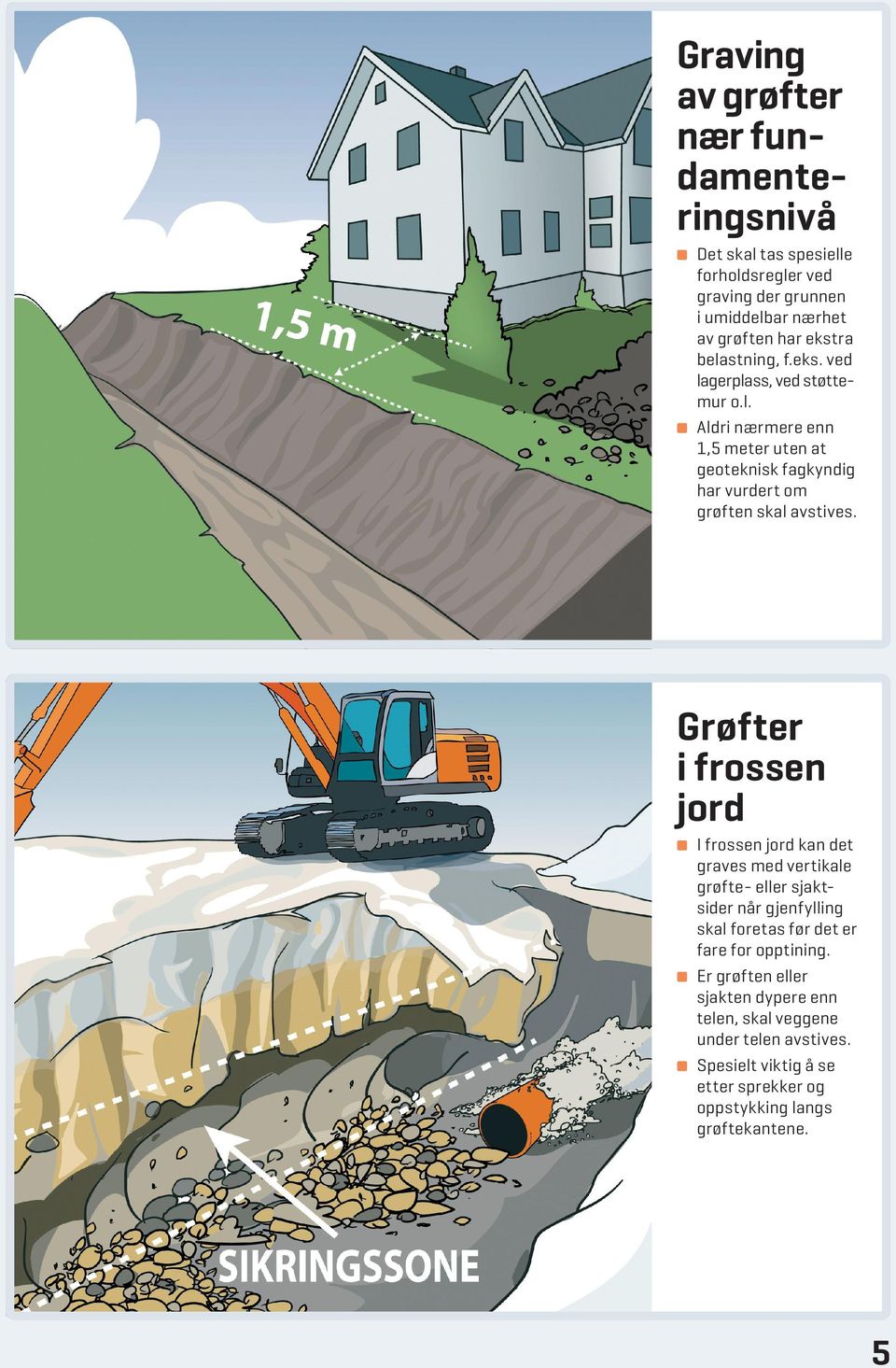 Grøfter i frossen jord I frossen jord kan det graves med vertikale grøfte- eller sjaktsider når gjenfylling skal foretas før det er fare for