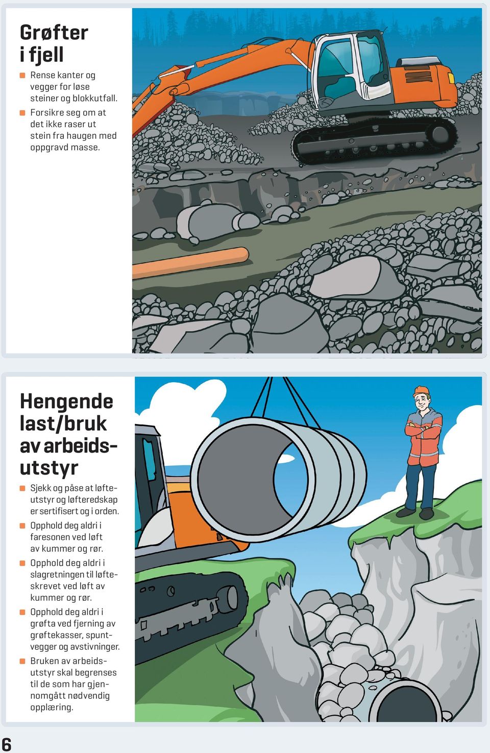 Hengende last/bruk av arbeidsutstyr 6 Sjekk og påse at løfteutstyr og løfteredskap er sertifisert og i orden.