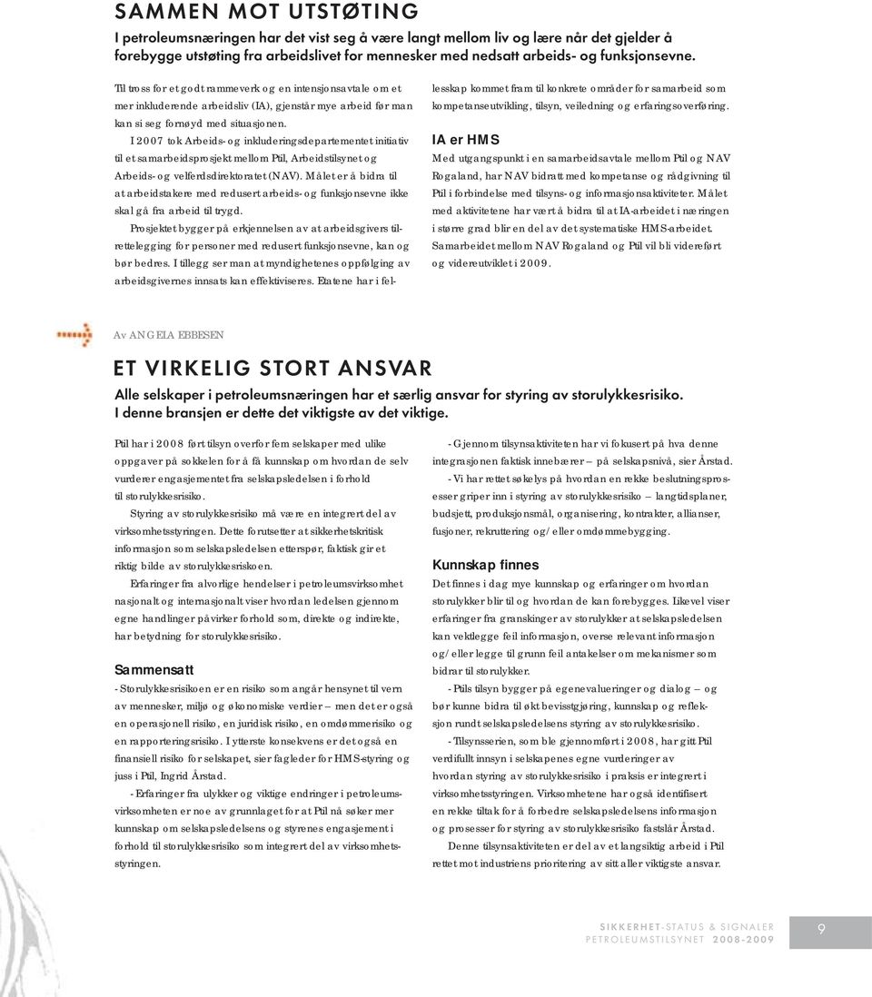 I 2007 tok Arbeids- og inkluderingsdepartementet initiativ til et samarbeidsprosjekt mellom Ptil, Arbeidstilsynet og Arbeids- og velferdsdirektoratet (NAV).