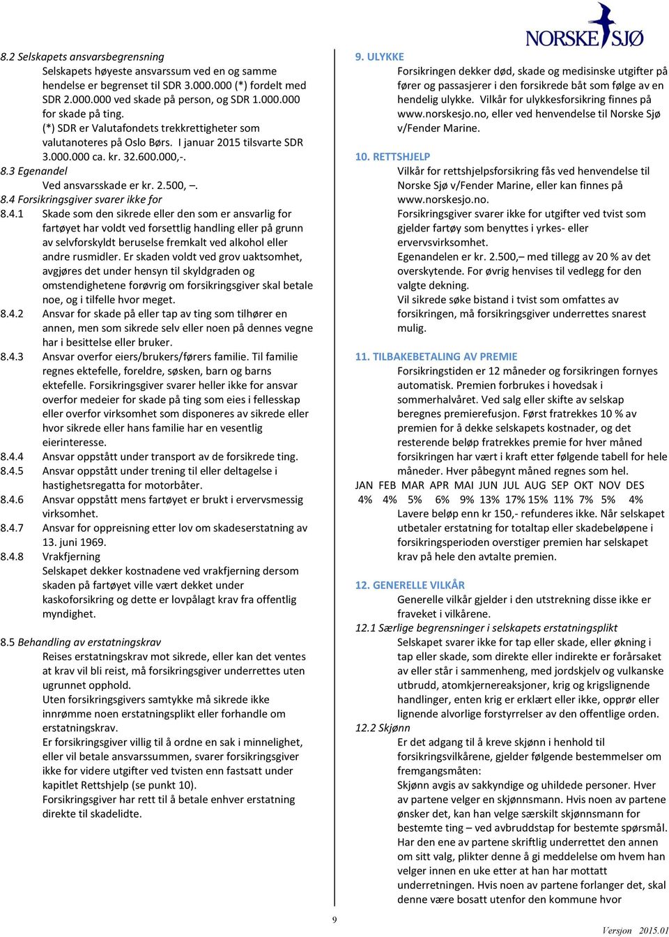 4.1 Skade som den sikrede eller den som er ansvarlig for fartøyet har voldt ved forsettlig handling eller på grunn av selvforskyldt beruselse fremkalt ved alkohol eller andre rusmidler.