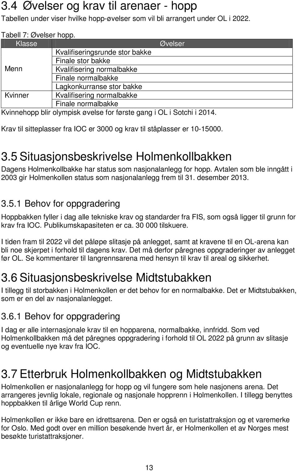 Kvinnehopp blir olympisk øvelse for første gang i OL i Sotchi i 2014. Krav til sitteplasser fra IOC er 30