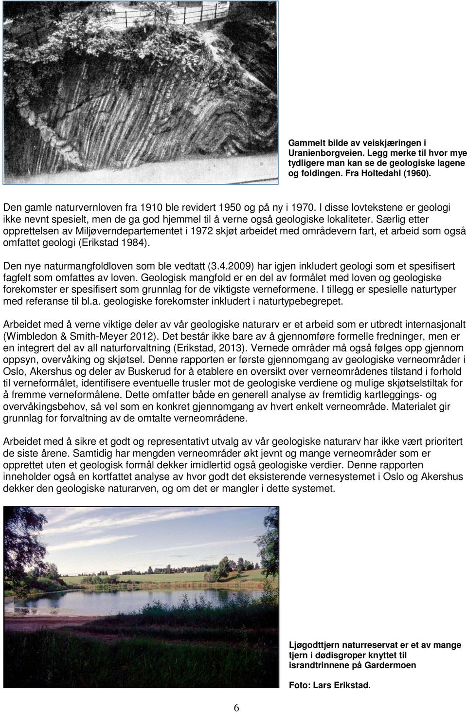 Særlig etter opprettelsen av Miljøverndepartementet i 1972 skjøt arbeidet med områdevern fart, et arbeid som også omfattet geologi (Erikstad 1984)