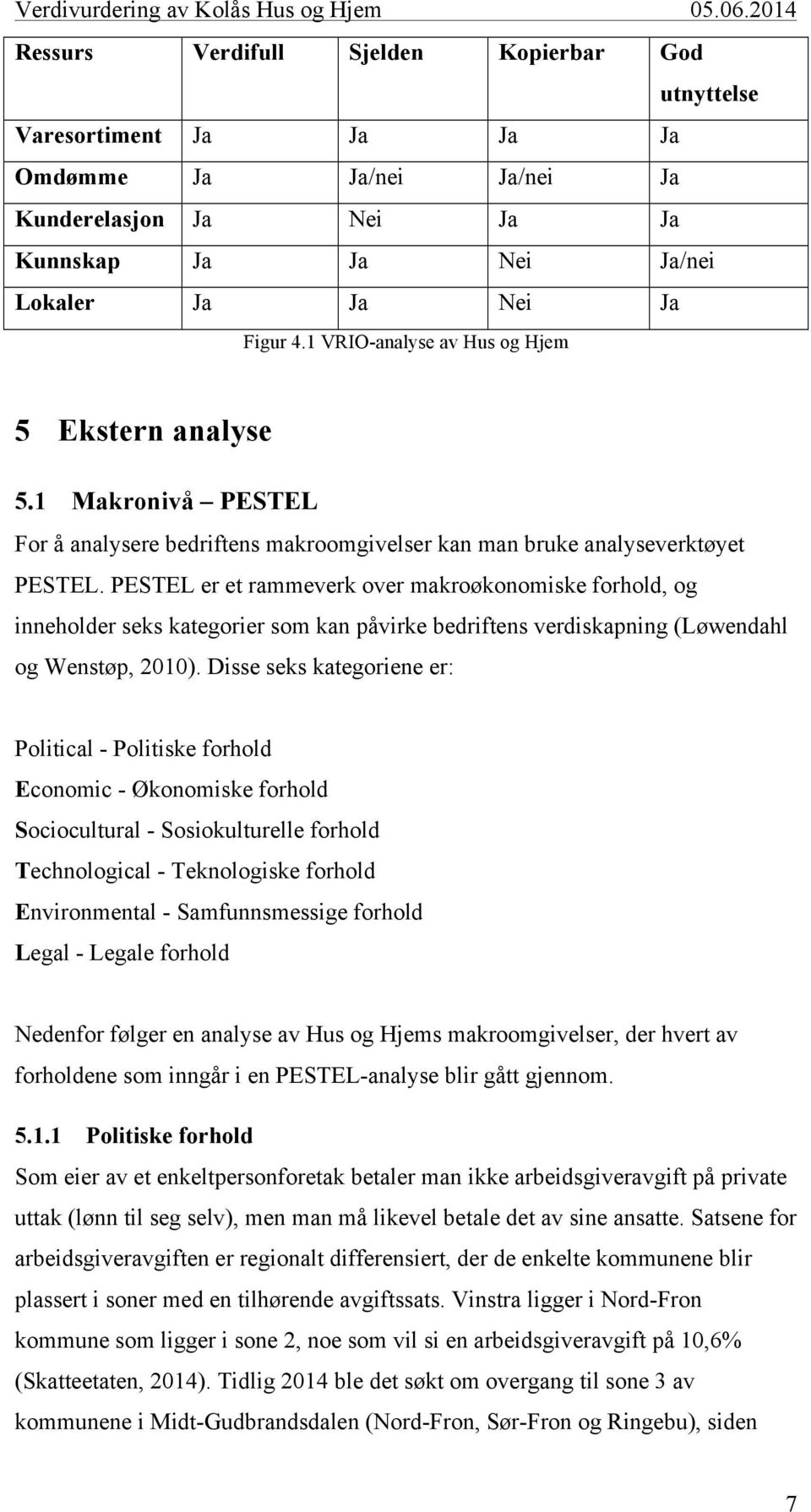 PESTEL er et rammeverk over makroøkonomiske forhold, og inneholder seks kategorier som kan påvirke bedriftens verdiskapning (Løwendahl og Wenstøp, 2010).