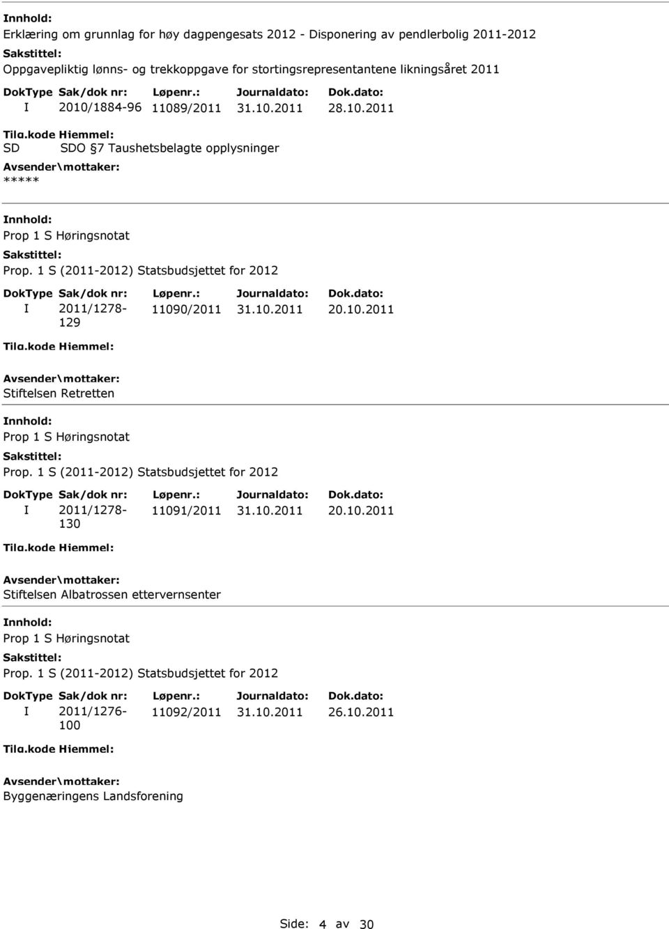 kode SD Hjemmel: SDO 7 Taushetsbelagte opplysninger ***** nnhold: 2011/1278-129 1109