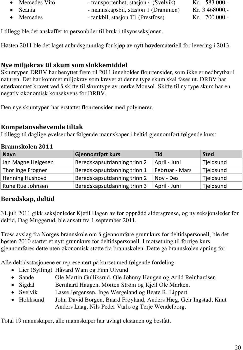 Nye miljøkrav til skum som slokkemiddel Skumtypen DRBV har benyttet frem til 2011 inneholder flourtensider, som ikke er nedbrytbar i naturen.