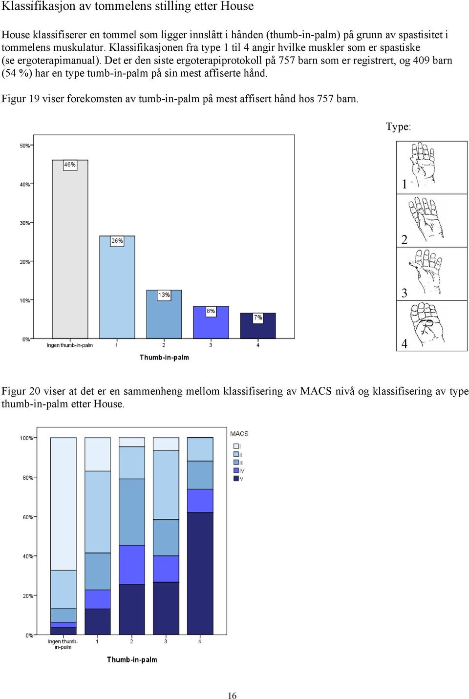 Det er den siste ergoterapiprotokoll på 757 barn som er registrert, og 409 barn (54 %) har en type tumb-in-palm på sin mest affiserte hånd.