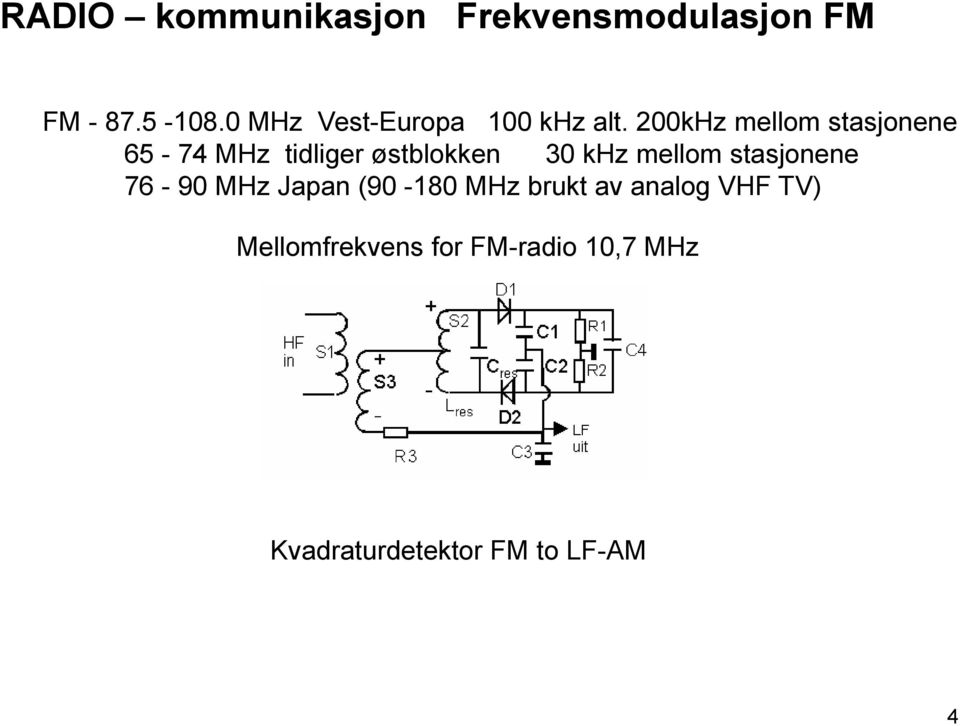 200kHz mellom stasjonene 65-74 MHz tidliger østblokken 30 khz mellom
