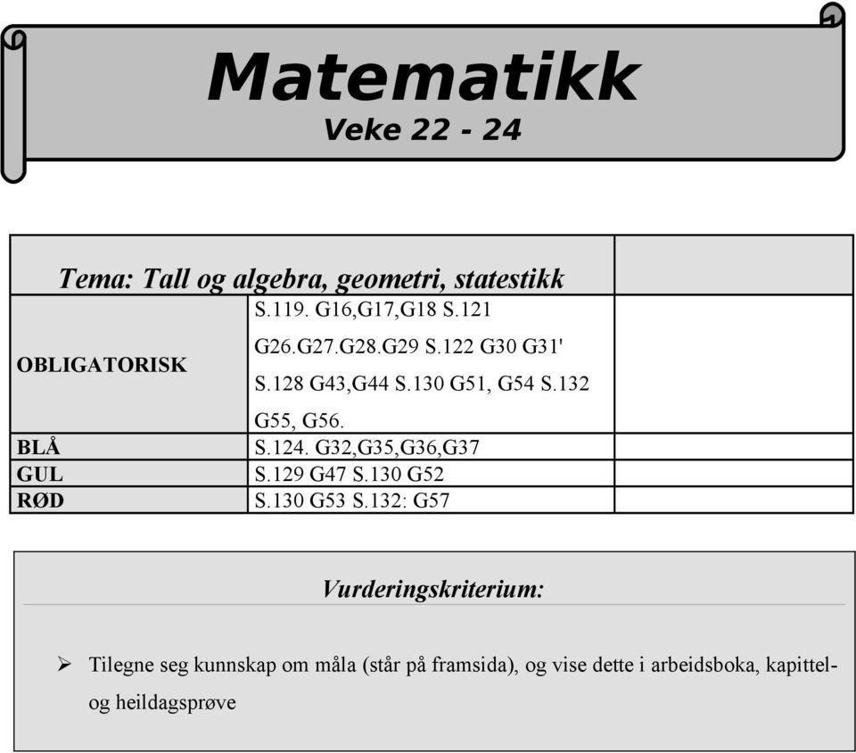 BLÅ S.124. G32,G35,G36,G37 GUL S.129 G47 S.130 G52 RØD S.130 G53 S.