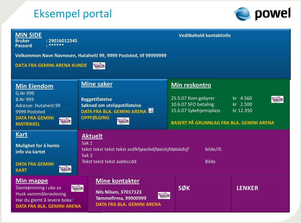 Har du glemt å levere boka? DATA FRA BLA. GEMINI ARENA Mine saker Byggetillatelse Søknad om utslippstillatelse DATA FRA BLA.