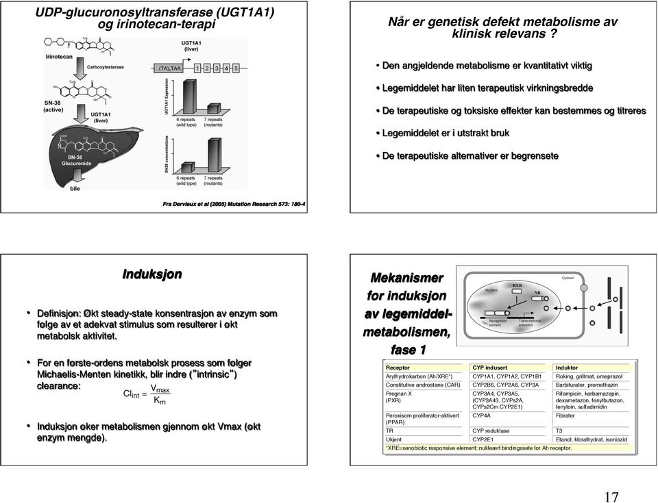 terapeutiske alternativer er begrensete Fra Dervieux et al (2005) Mutation Research 573: 180-4 Induksjon Definisjon: Økt steady-state konsentrasjon av enzym som følge av et adekvat stimulus som