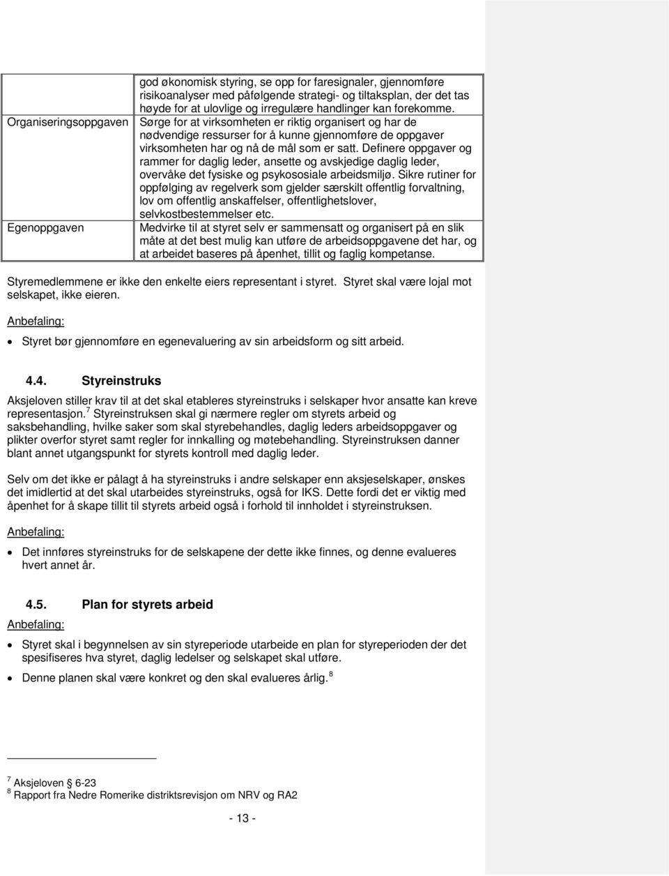 Definere oppgaver og rammer for daglig leder, ansette og avskjedige daglig leder, overvåke det fysiske og psykososiale arbeidsmiljø.