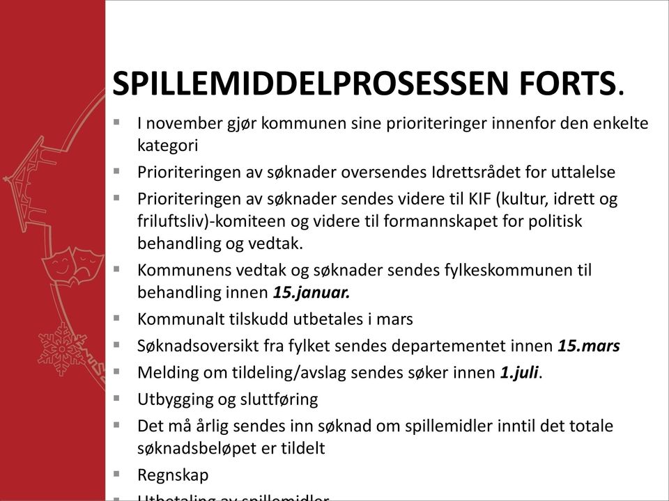 sendes videre til KIF (kultur, idrett og friluftsliv)-komiteen og videre til formannskapet for politisk behandling og vedtak.