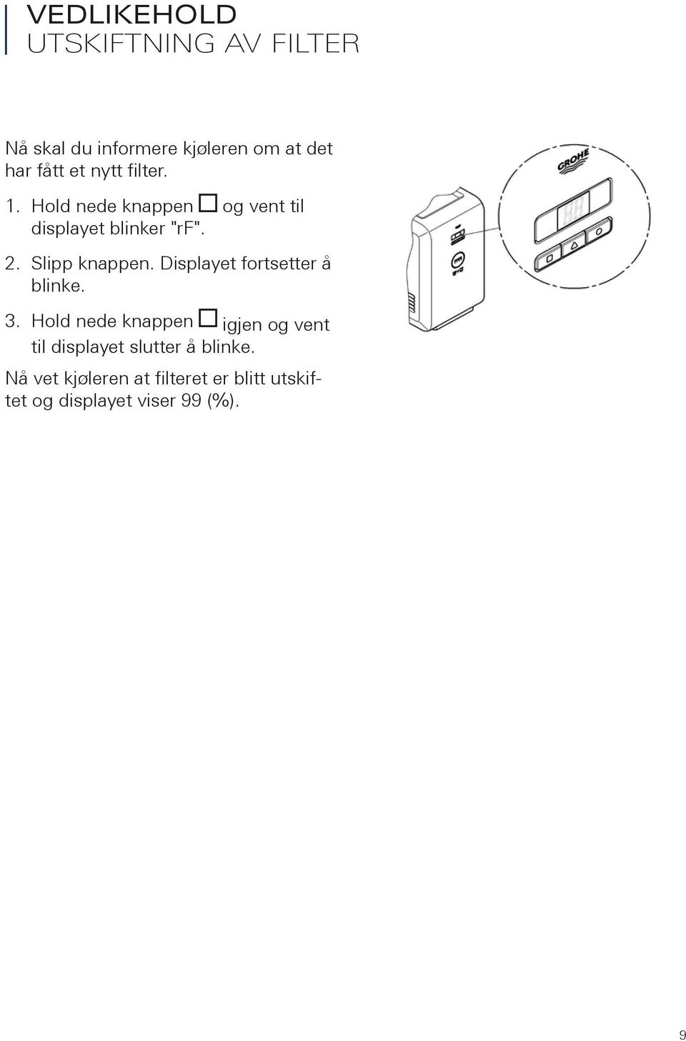 Displayet fortsetter å blinke. 3.