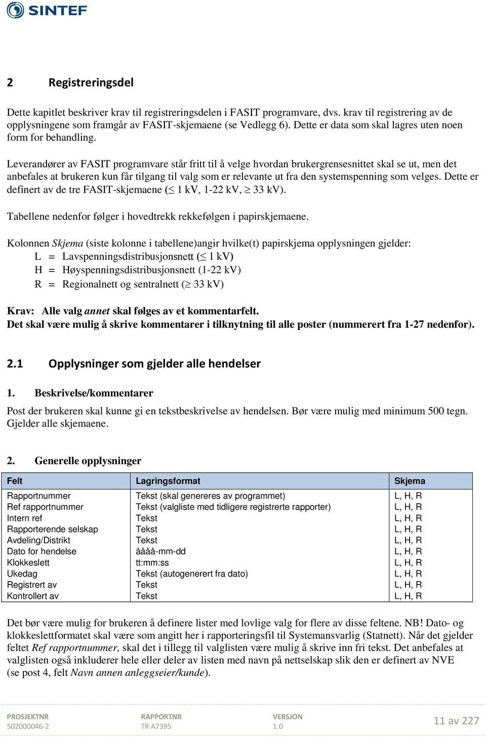 Leverandører av FASIT programvare står fritt til å velge hvordan brukergrensesnittet skal se ut, men det anbefales at brukeren kun får tilgang til valg som er relevante ut fra den systemspenning som