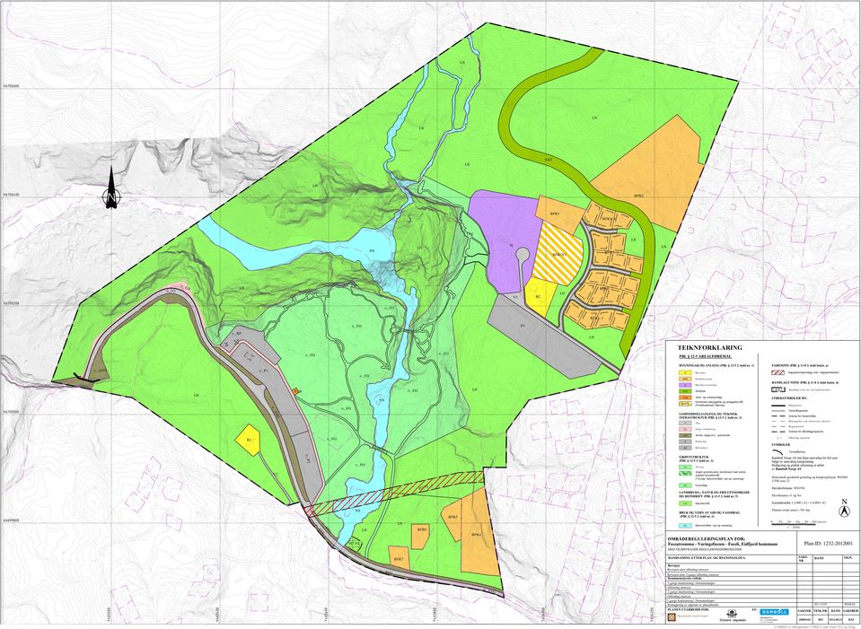BFR/N Plangrense AV o_ SAMFERDSELSANLEGG OG TEKNISK G V Bebyggelse som forutsettes fjernet Veg Byggegrense GS Gang/sykkelveg AVG o_ = B1 Parkering RP Rasteplass TV Turveg Offentlig eigedom SYMBOLER
