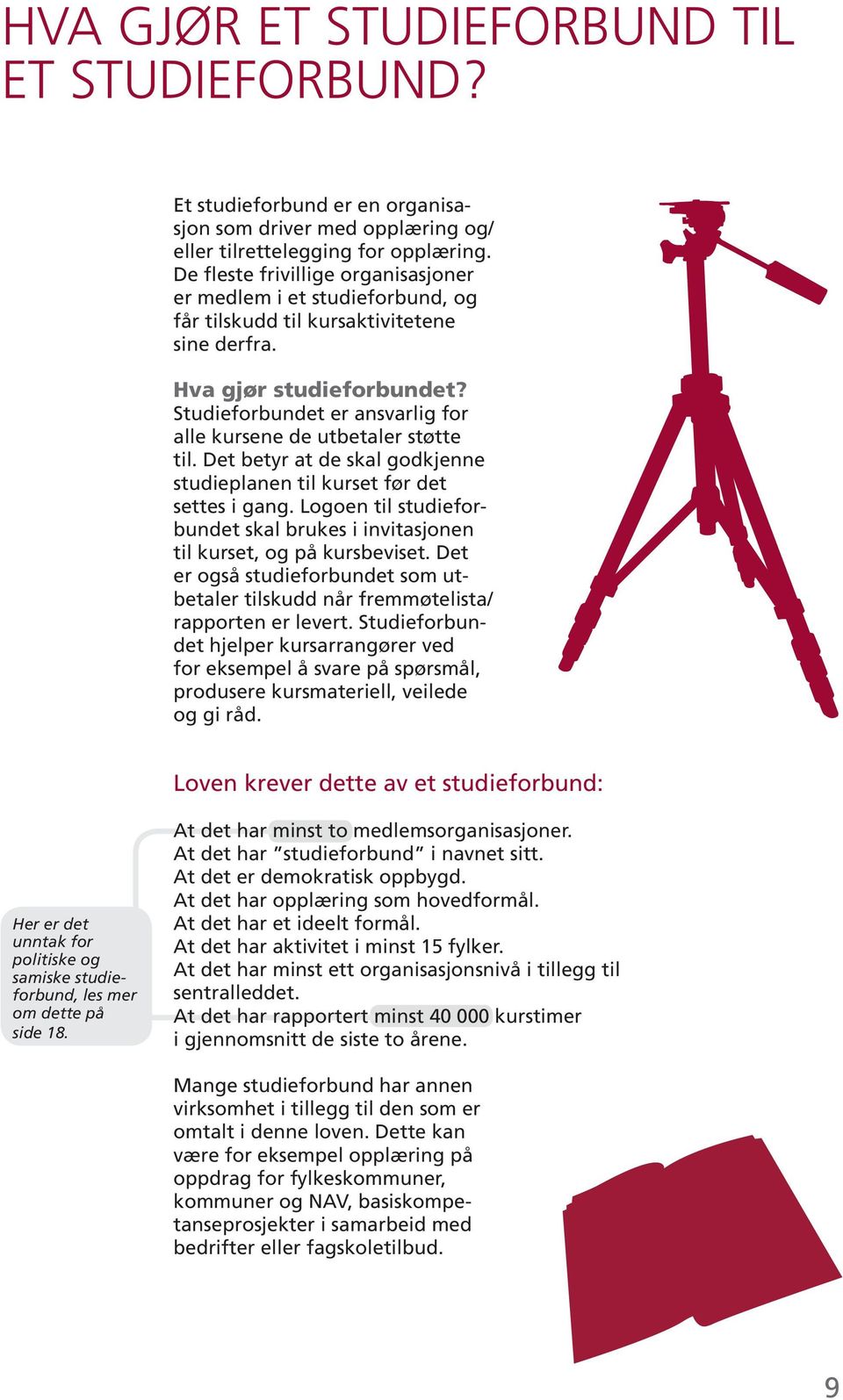 Studieforbundet er ansvarlig for alle kursene de utbetaler støtte til. Det betyr at de skal godkjenne studieplanen til kurset før det settes i gang.