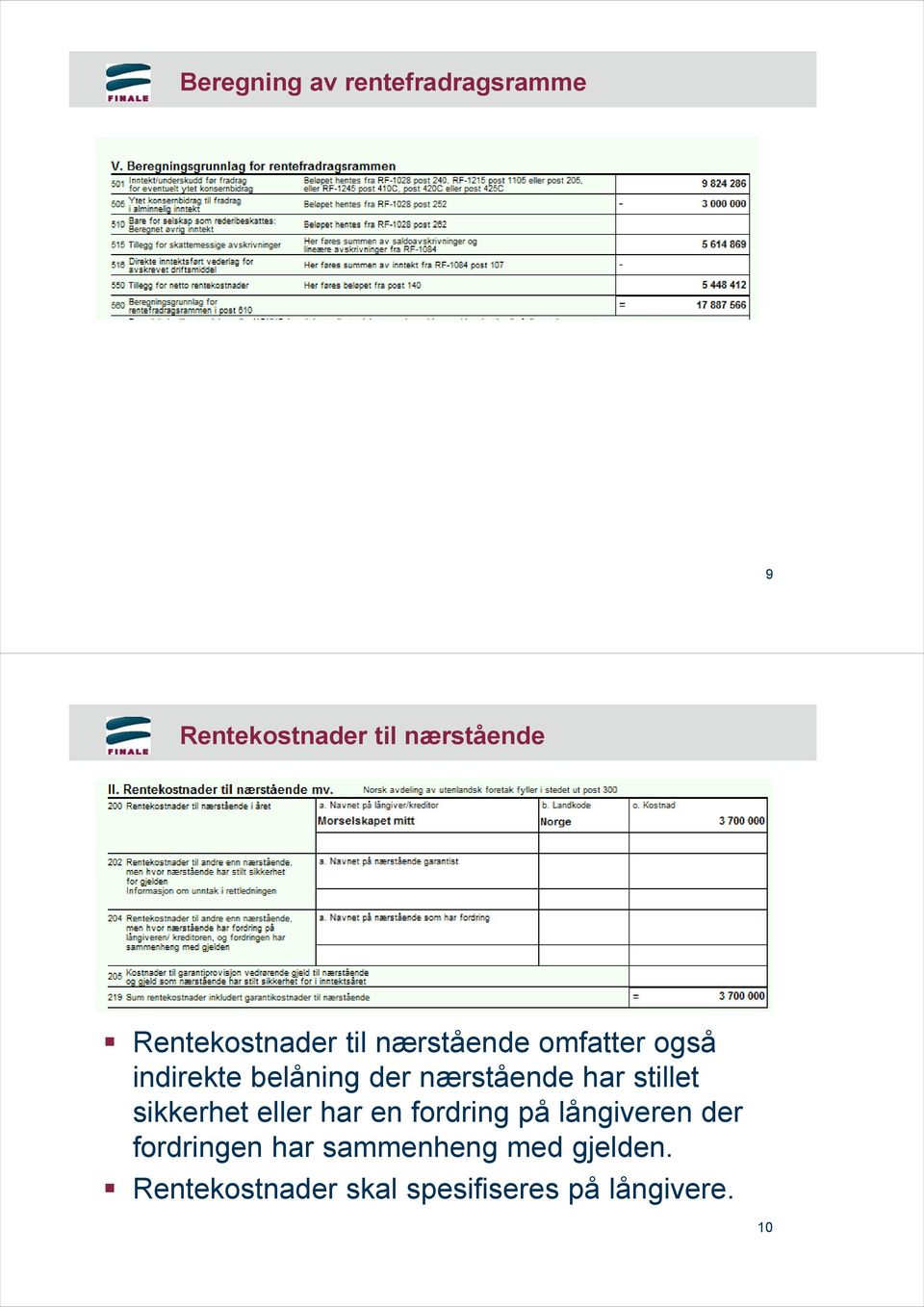 nærstående har stillet sikkerhet eller har en fordring på långiveren der