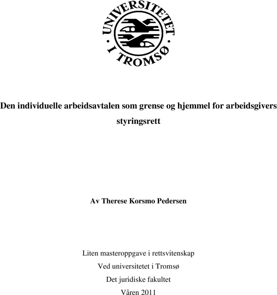 Korsmo Pedersen Liten masteroppgave i rettsvitenskap