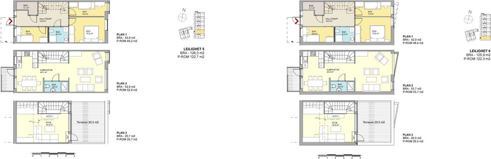 125,9 m2 P-ROM 122,3 m2 D D KJØKK/ 4 KJØKK/ 43,9 m² PLA 2 BRA - 52,8 m2 P-ROM 52,8 m2 PLA 2 BRA - 53,7 m2 P-ROM