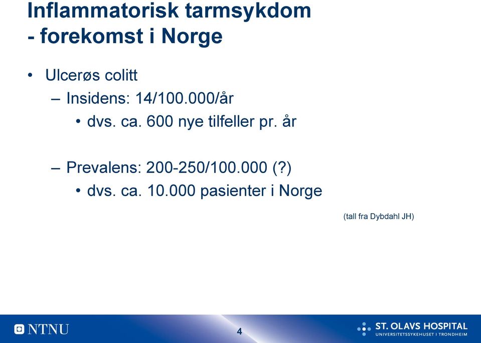 600 nye tilfeller pr. år Prevalens: 200-250/100.