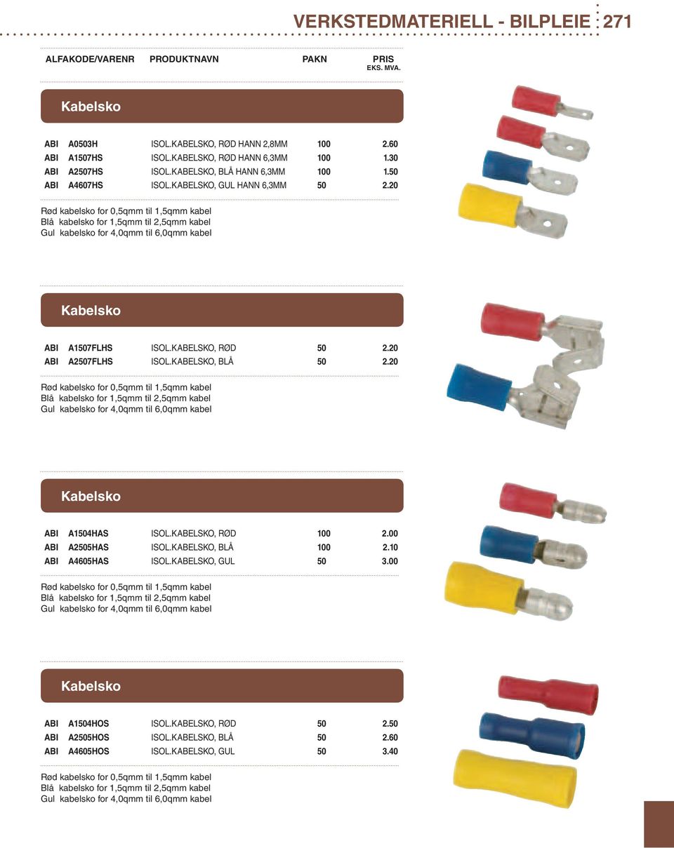 KABELSKO, RØD 50 2.20 ABI A2507FLHS ISOL.KABELSKO, BLÅ 50 2.