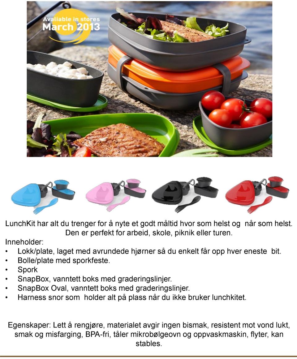 Spork SnapBox, vanntett boks med graderingslinjer. SnapBox Oval, vanntett boks med graderingslinjer.