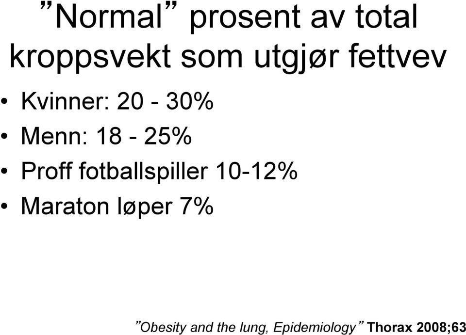 Proff fotballspiller 10-12% Maraton løper 7%