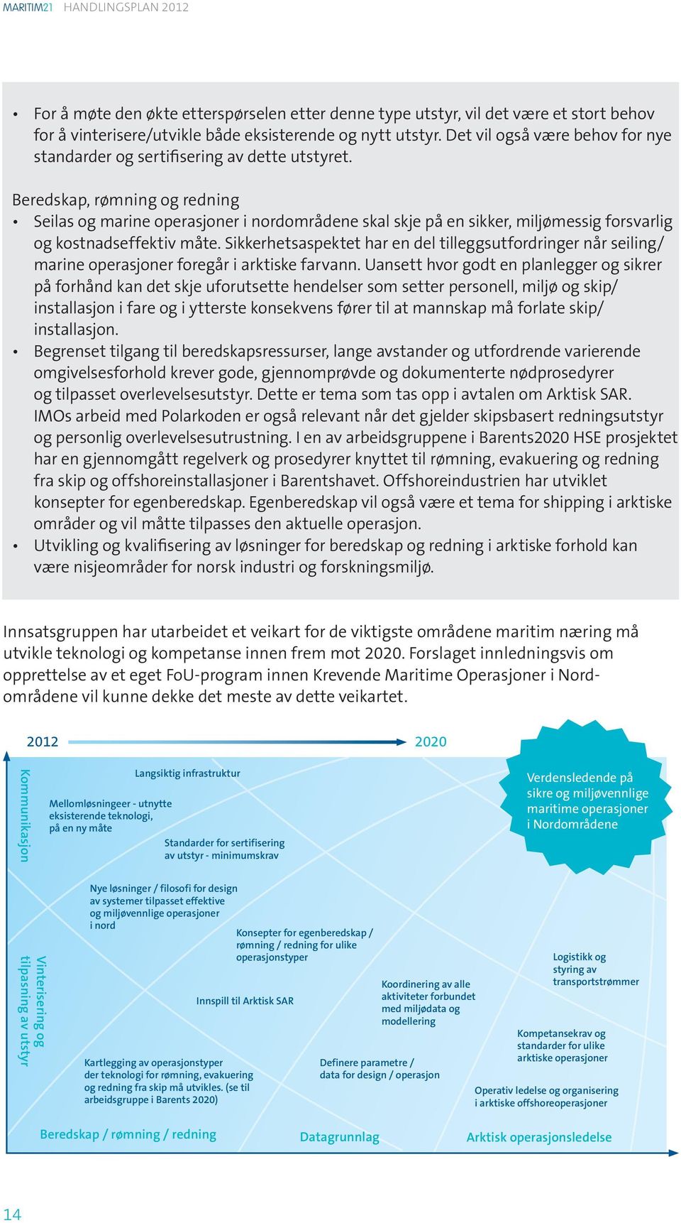 Beredskap, rømning og redning Seilas og marine operasjoner i nordområdene skal skje på en sikker, miljømessig forsvarlig og kostnadseffektiv måte.