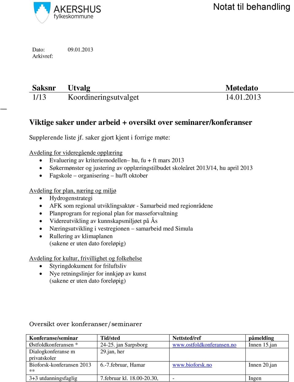 2013 Fagskole organisering hu/ft oktober Avdeling for plan, næring og miljø Hydrogenstrategi AFK som regional utviklingsaktør - Samarbeid med regionrådene Planprogram for regional plan for