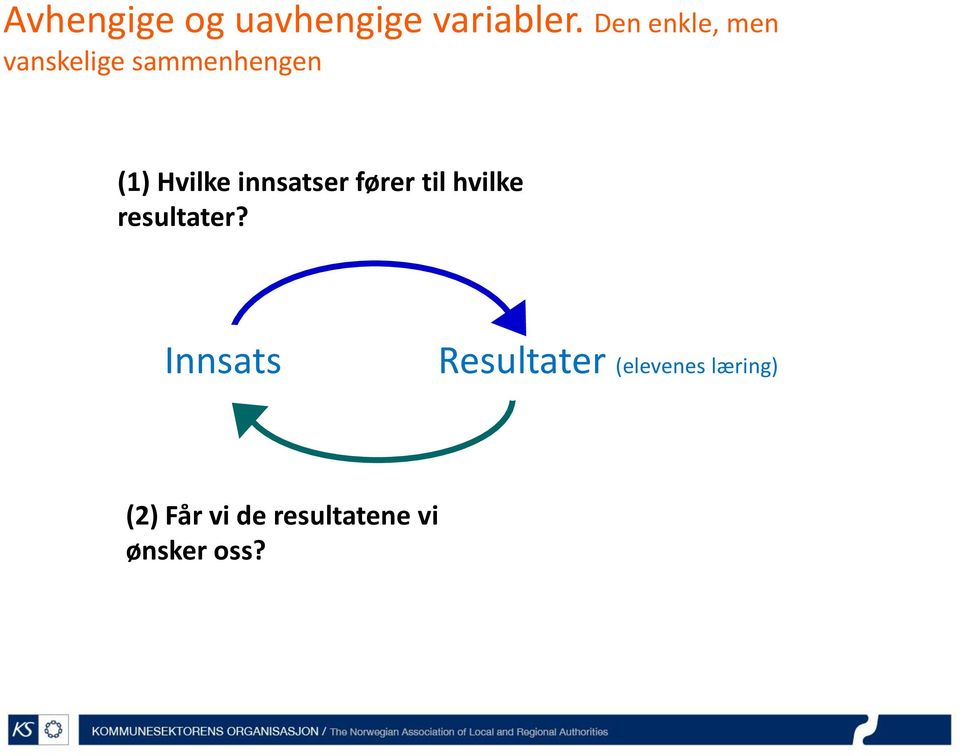 innsatser fører til hvilke resultater?