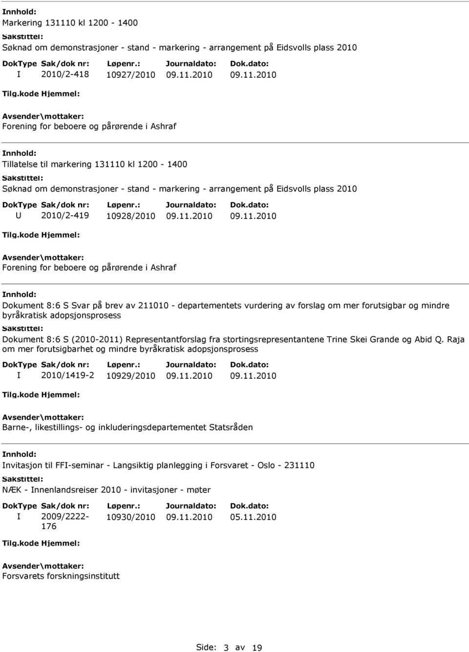 på brev av 211010 - departementets vurdering av forslag om mer forutsigbar og mindre byråkratisk adopsjonsprosess Dokument 8:6 S (2010-2011) Representantforslag fra stortingsrepresentantene Trine