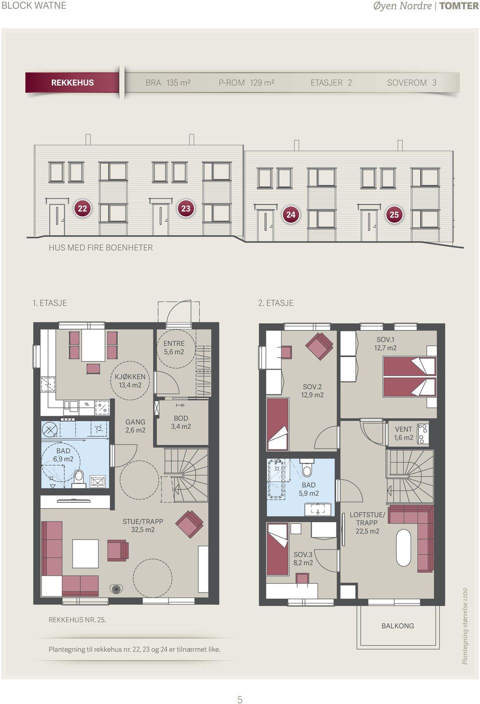 2 12,9 m2 GANG 2,6 m2 BOD 3,4 m2 VENT 1,6 m2 BAD 6,9 m2 BAD 5,9 m2 STUE/TRAPP 32,5 m2 LOFTSTUE/ TRAPP