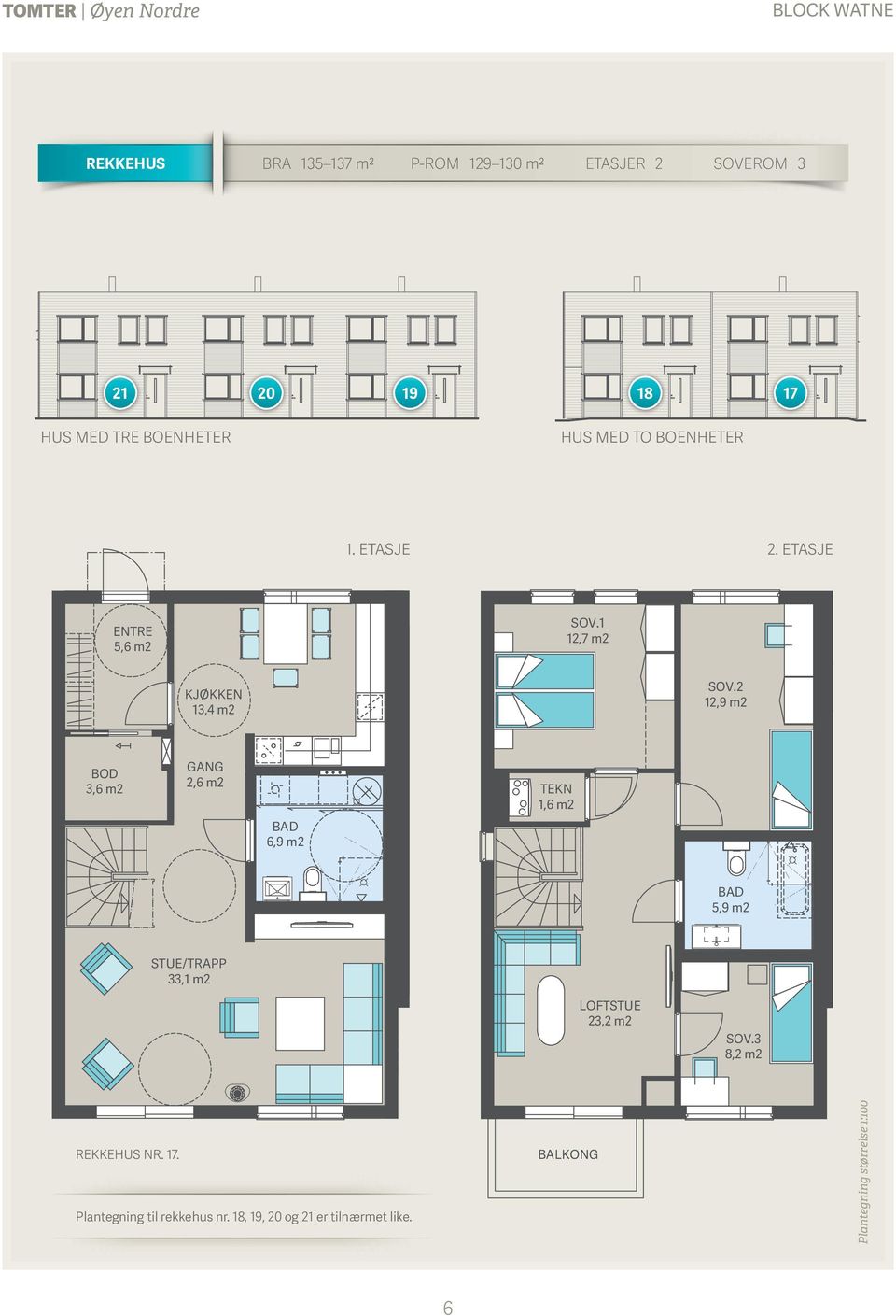 2 12,9 m2 BOD 3,6 m2 GANG 2,6 m2 BAD 6,9 m2 TEKN 1,6 m2 BAD 5,9 m2 STUE/TRAPP 33,1 m2 LOFTSTUE 23,2 m2 SOV.