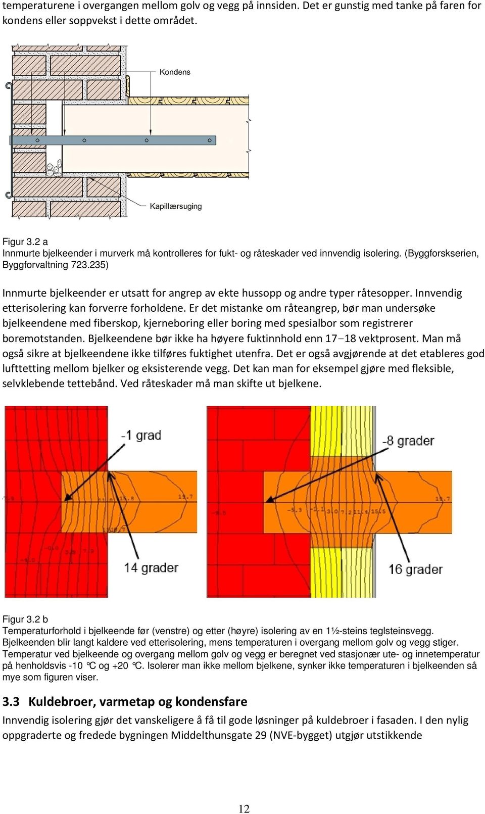 235) Innmurte bjelkeender er utsatt for angrep av ekte hussopp og andre typer råtesopper. Innvendig etterisolering kan forverre forholdene.