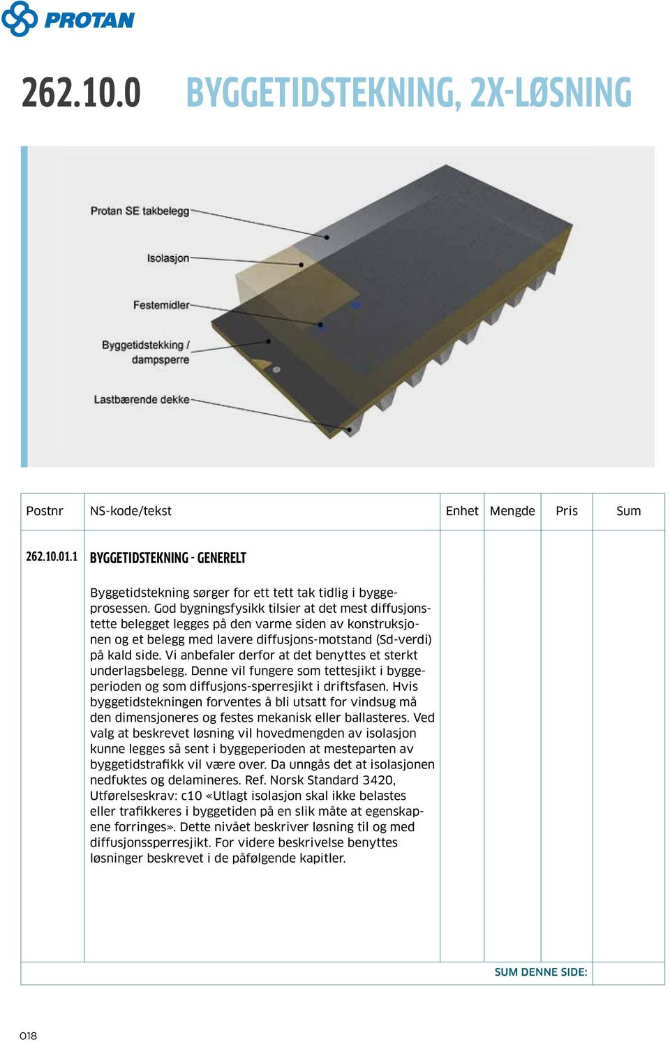 Vi anbefaler derfor at det benyttes et sterkt underlagsbelegg. Denne vil fungere som tettesjikt i byggeperioden og som diffusjons-sperresjikt i driftsfasen.