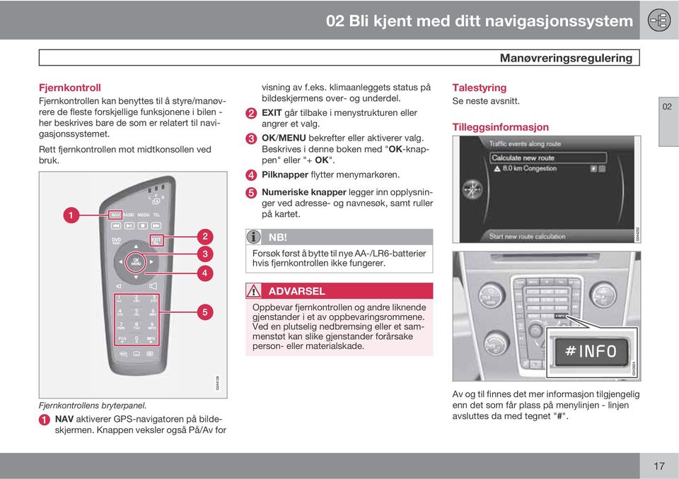 EXIT går tilbake i menystrukturen eller angrer et valg. OK/MENU bekrefter eller aktiverer valg. Beskrives i denne boken med "OK-knappen" eller "+ OK". Pilknapper flytter menymarkøren.